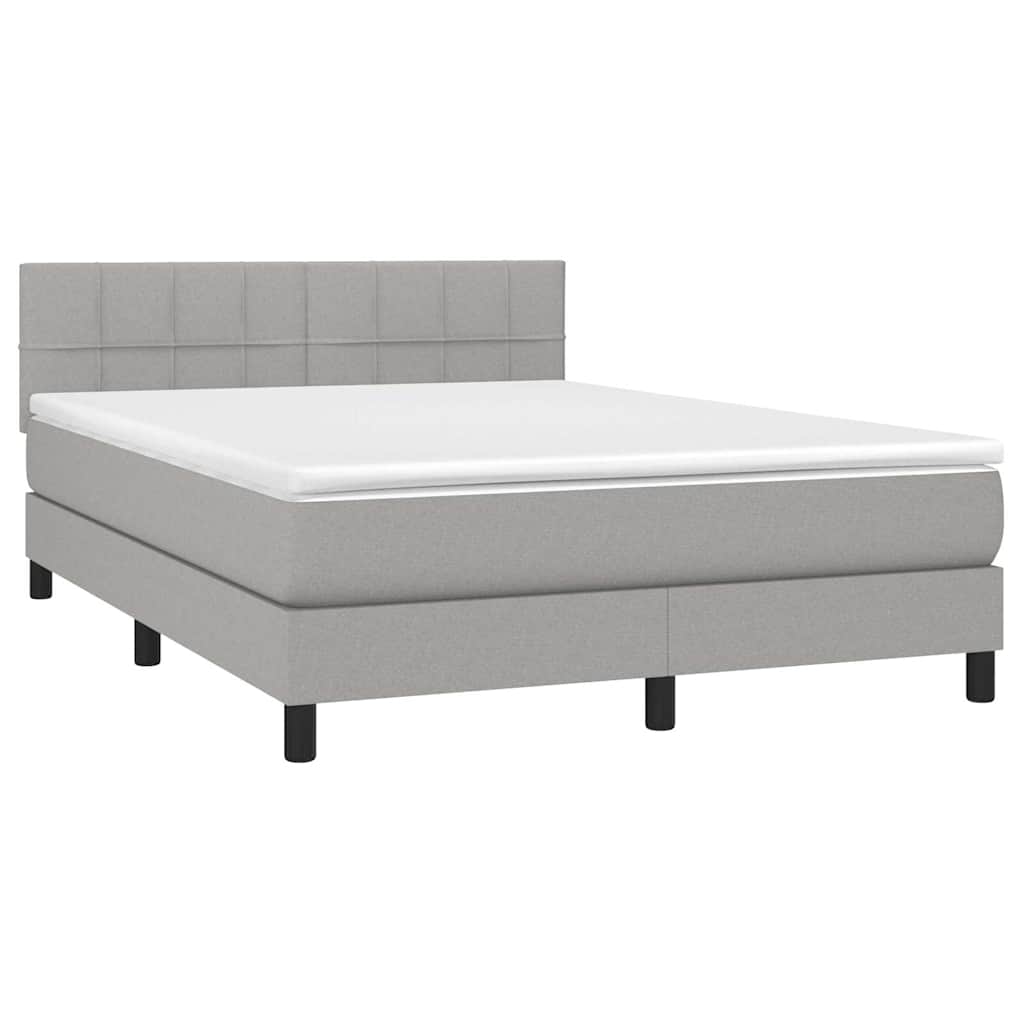 vidaXL Κρεβάτι Boxspring με Στρώμα Ανοιχτό Γκρι 140x190 εκ. Υφασμάτινο