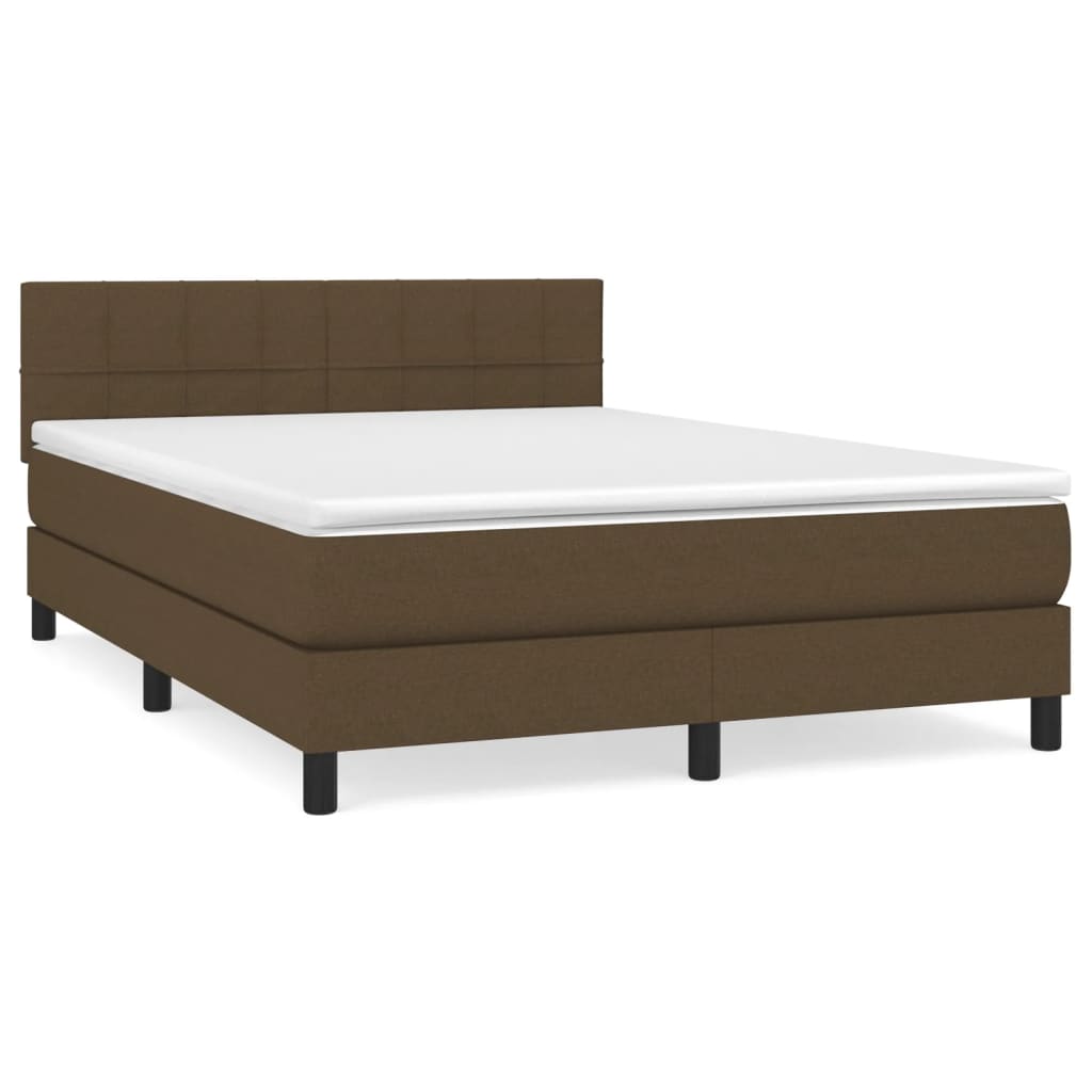 vidaXL Κρεβάτι Boxspring με Στρώμα Σκούρο Καφέ 140x200 εκ Υφασμάτινο