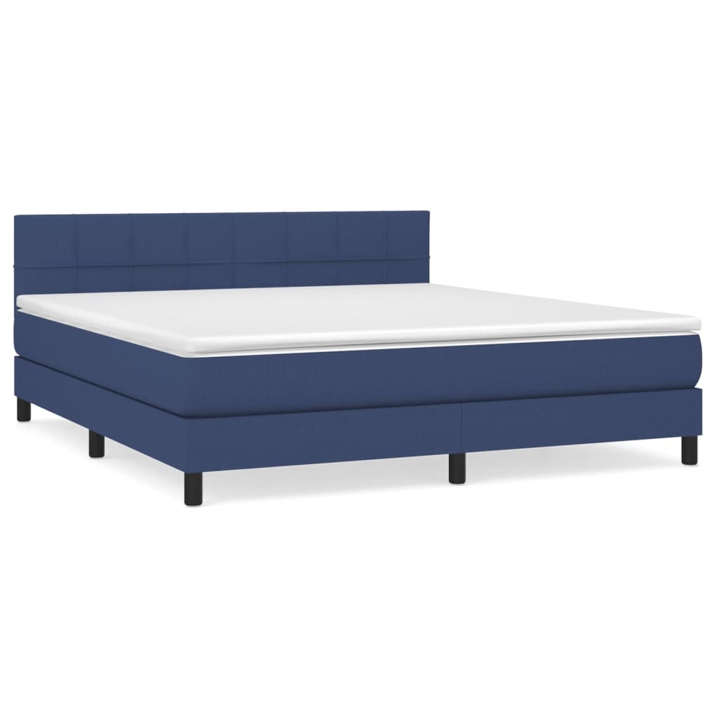 vidaXL Κρεβάτι Boxspring με Στρώμα Μπλε 160x200 εκ. Υφασμάτινο
