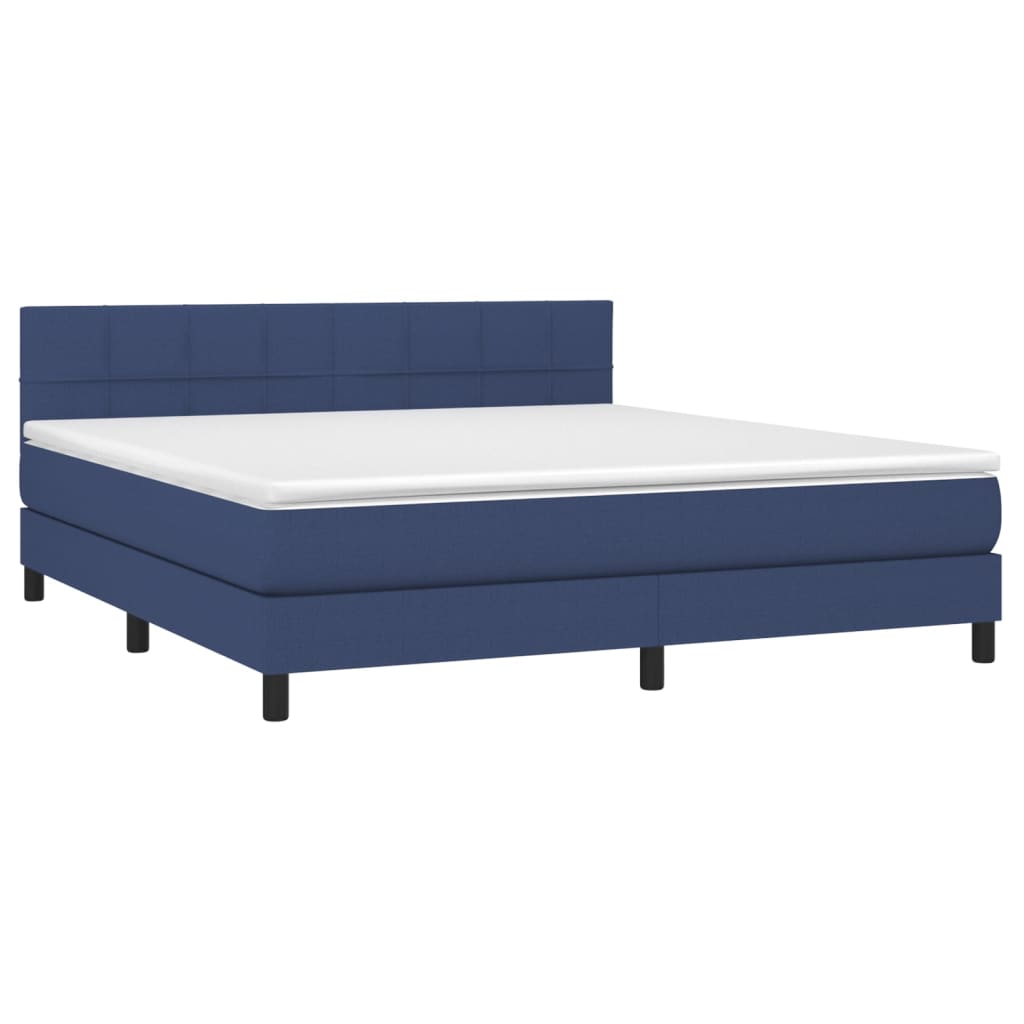 vidaXL Κρεβάτι Boxspring με Στρώμα Μπλε 160x200 εκ. Υφασμάτινο