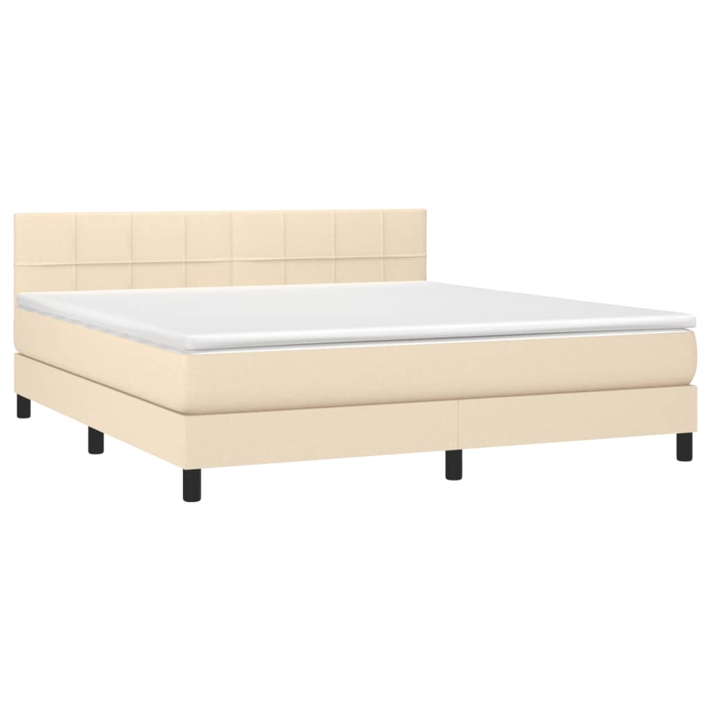 vidaXL Κρεβάτι Boxspring με Στρώμα Κρεμ 180x200 εκ. Υφασμάτινο