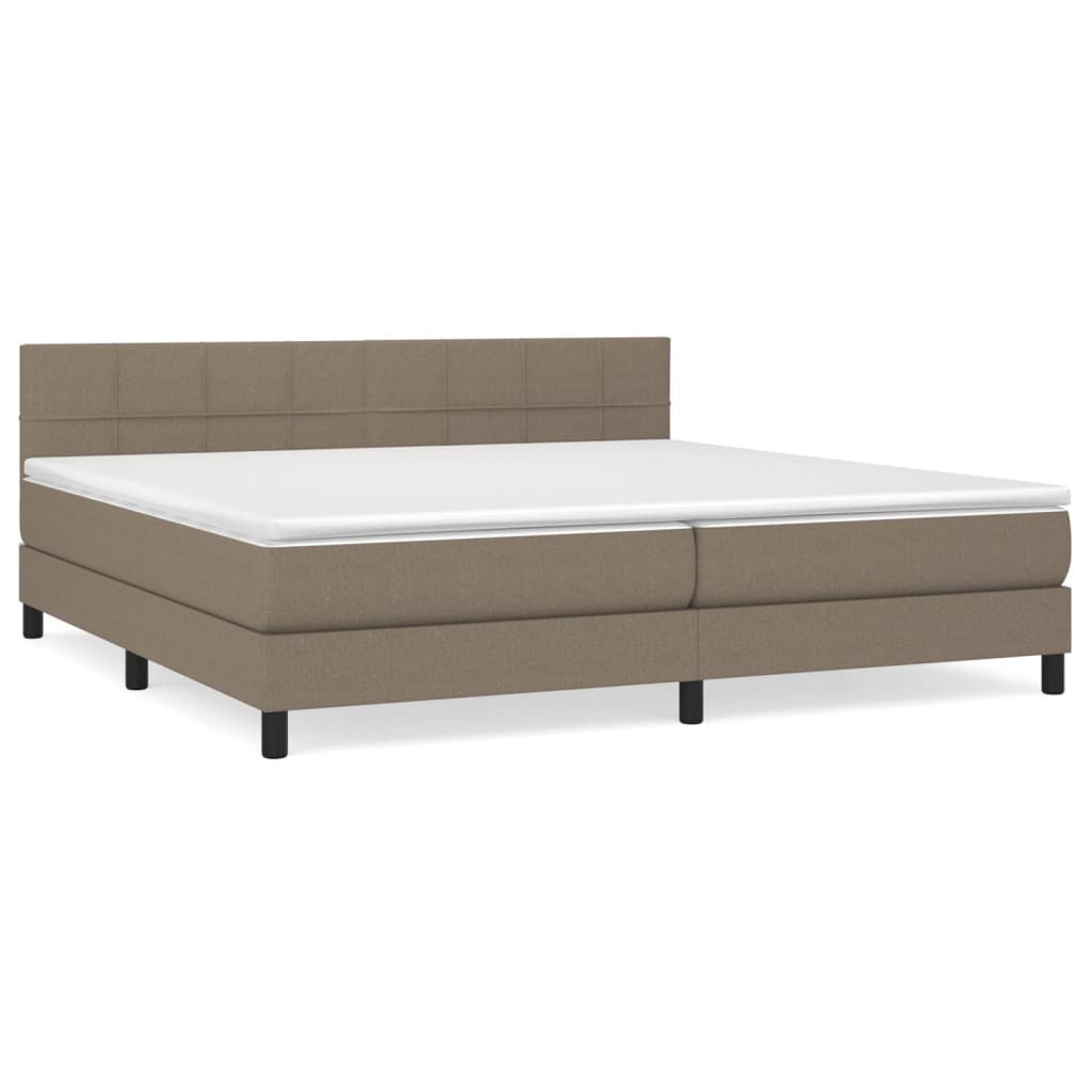 vidaXL Κρεβάτι Boxspring με Στρώμα Taupe 200x200 εκ. Υφασμάτινο