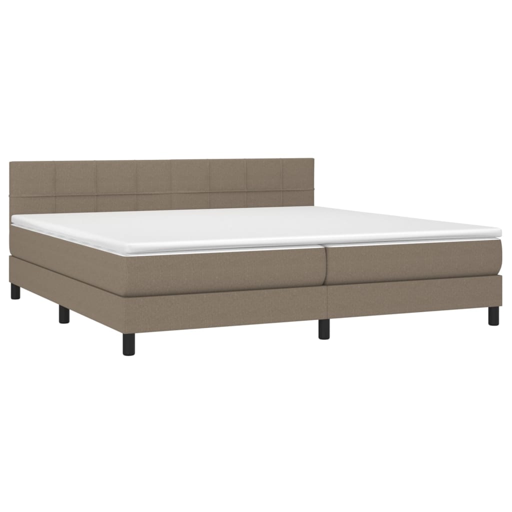 vidaXL Κρεβάτι Boxspring με Στρώμα Taupe 200x200 εκ. Υφασμάτινο