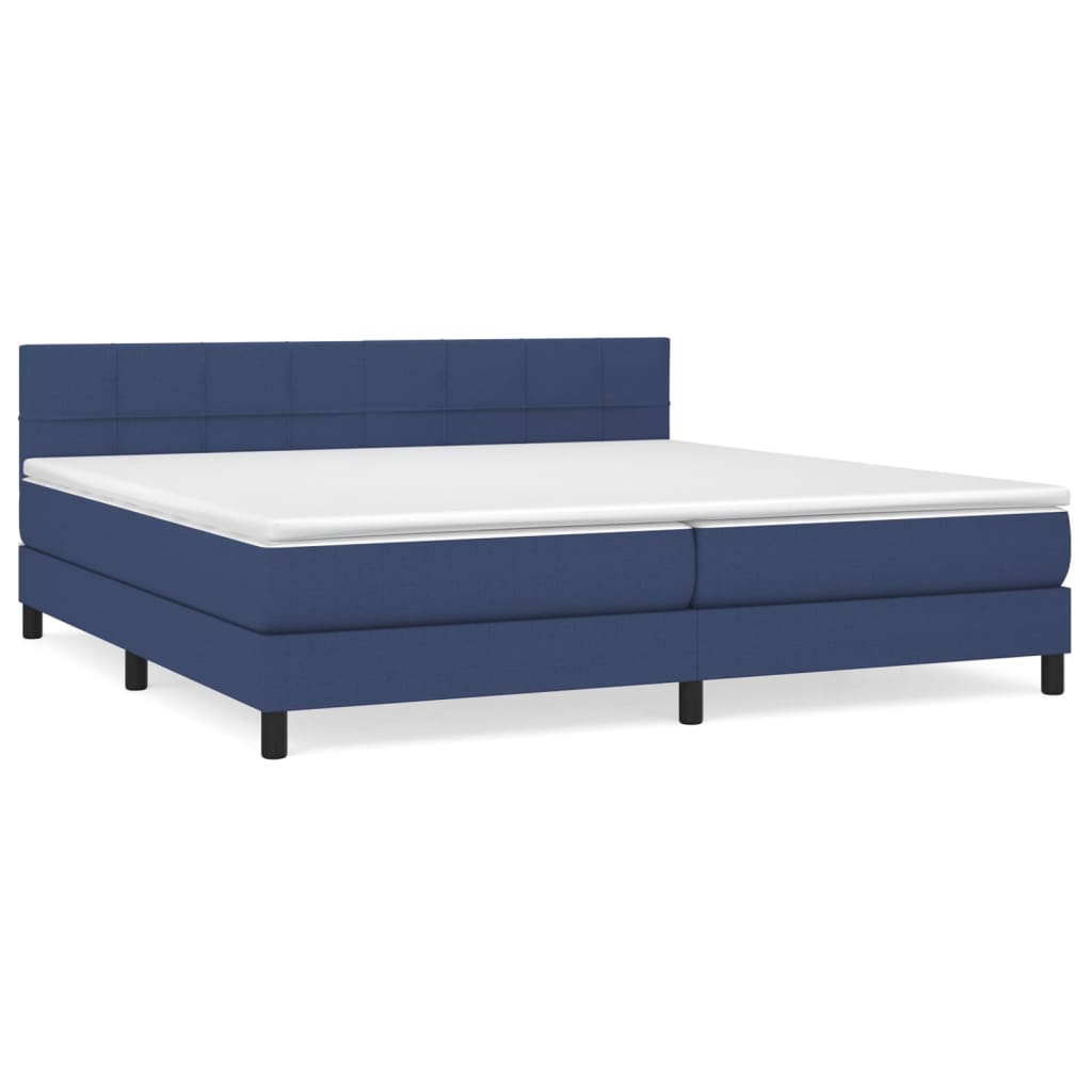 vidaXL Κρεβάτι Boxspring με Στρώμα Μπλε 200x200 εκ. Υφασμάτινο