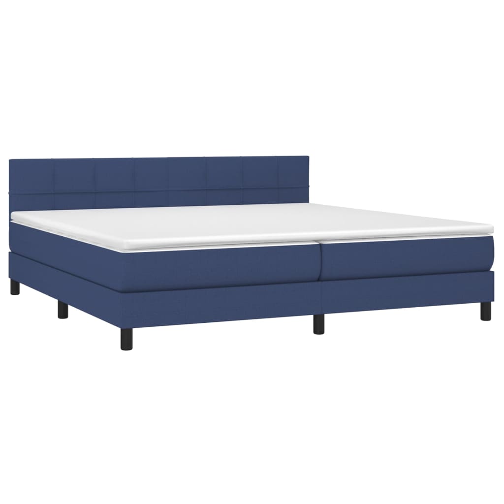 vidaXL Κρεβάτι Boxspring με Στρώμα Μπλε 200x200 εκ. Υφασμάτινο