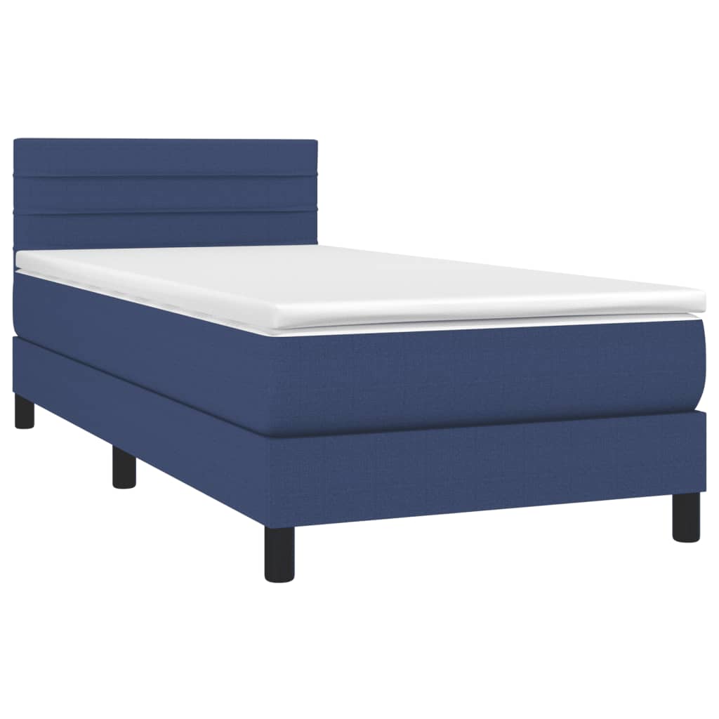 vidaXL Κρεβάτι Boxspring με Στρώμα Μπλε 80x200 εκ. Υφασμάτινο