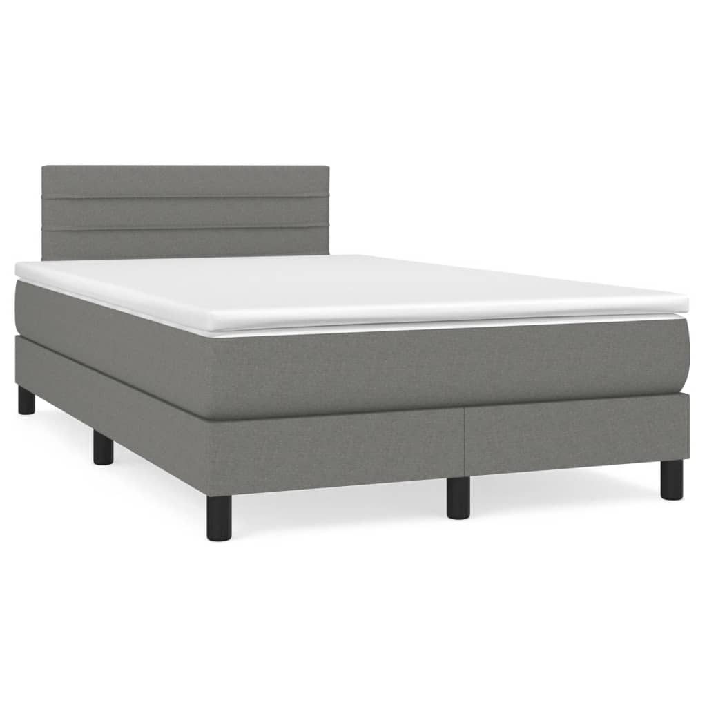 vidaXL Κρεβάτι Boxspring με Στρώμα Σκούρο Γκρι 120x200 εκ. Υφασμάτινο