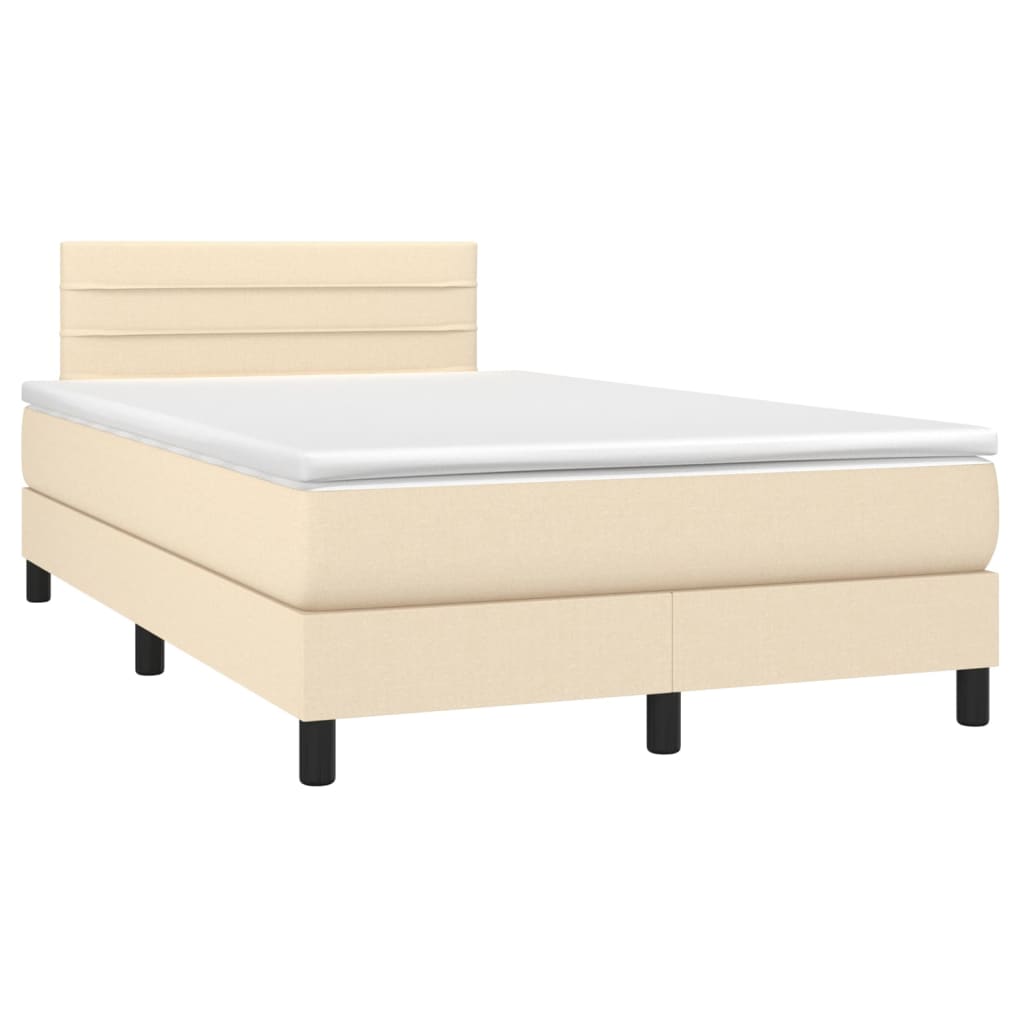vidaXL Κρεβάτι Boxspring με Στρώμα Κρεμ 120x200 εκ. Υφασμάτινο