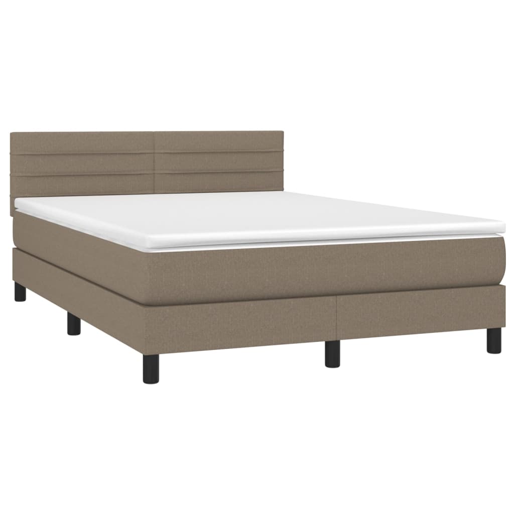 vidaXL Κρεβάτι Boxspring με Στρώμα Taupe 140x190 εκ. Υφασμάτινο