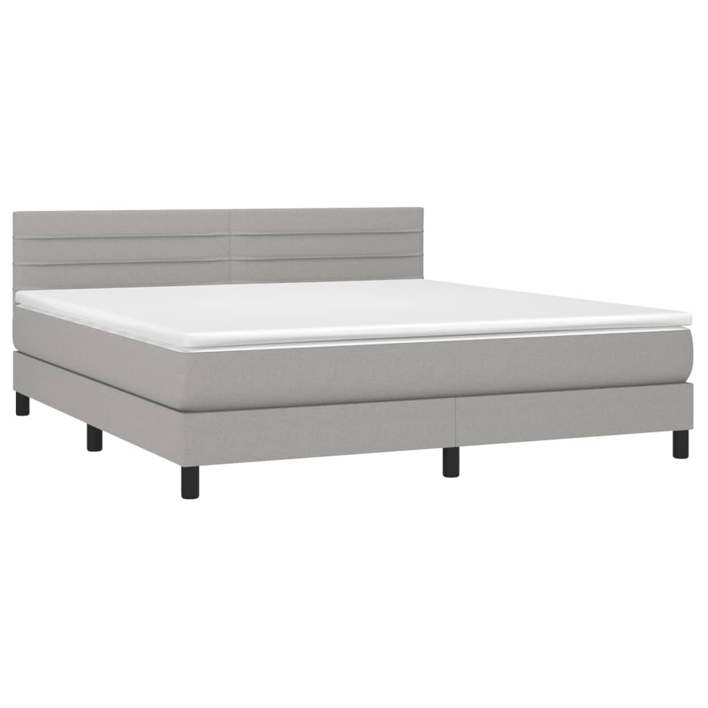 vidaXL Κρεβάτι Boxspring με Στρώμα Ανοιχτό Γκρι 180x200 εκ. Υφασμάτινο