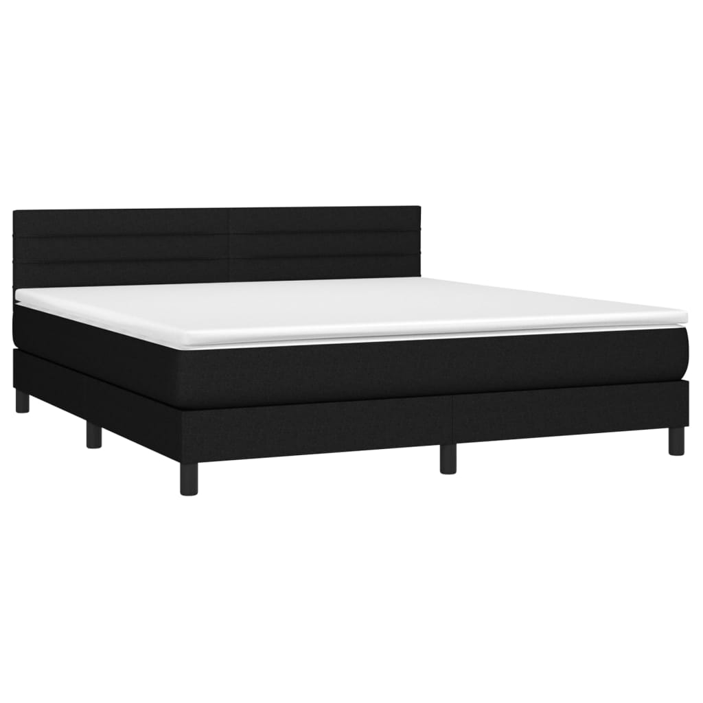 vidaXL Κρεβάτι Boxspring με Στρώμα Μαύρο 180x200 εκ. Υφασμάτινο