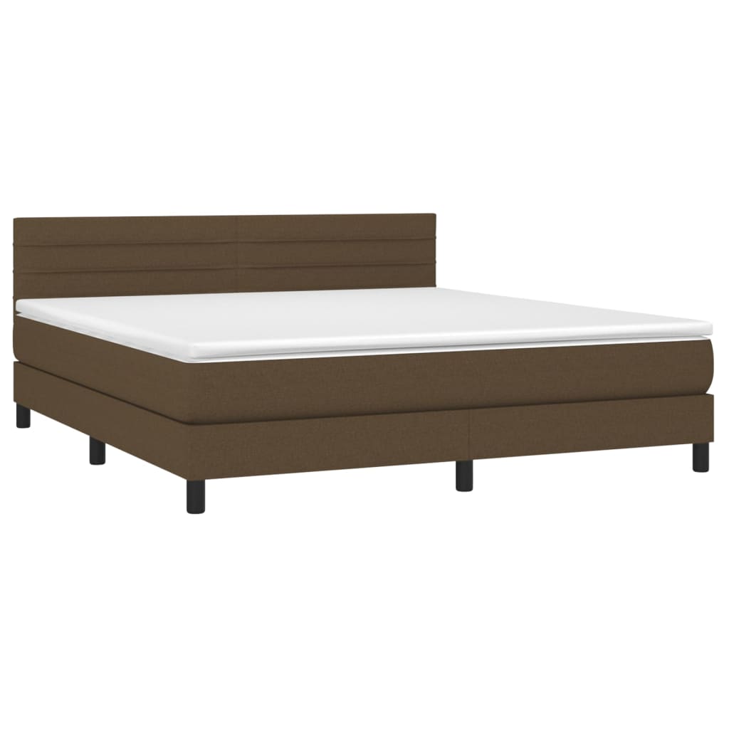vidaXL Κρεβάτι Boxspring με Στρώμα Σκούρο Καφέ 180x200 εκ Υφασμάτινο