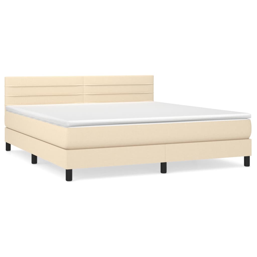 vidaXL Κρεβάτι Boxspring με Στρώμα Κρεμ 180x200 εκ. Υφασμάτινο