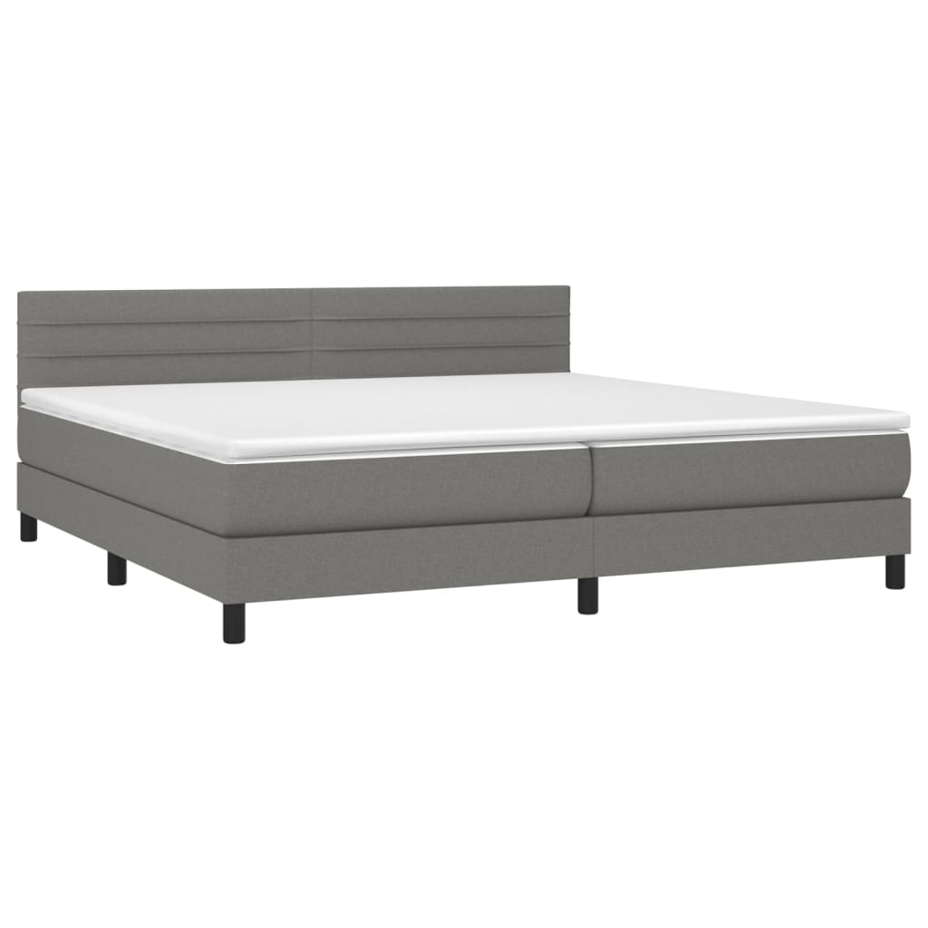 vidaXL Κρεβάτι Boxspring με Στρώμα Σκούρο Γκρι 200x200 εκ. Υφασμάτινο