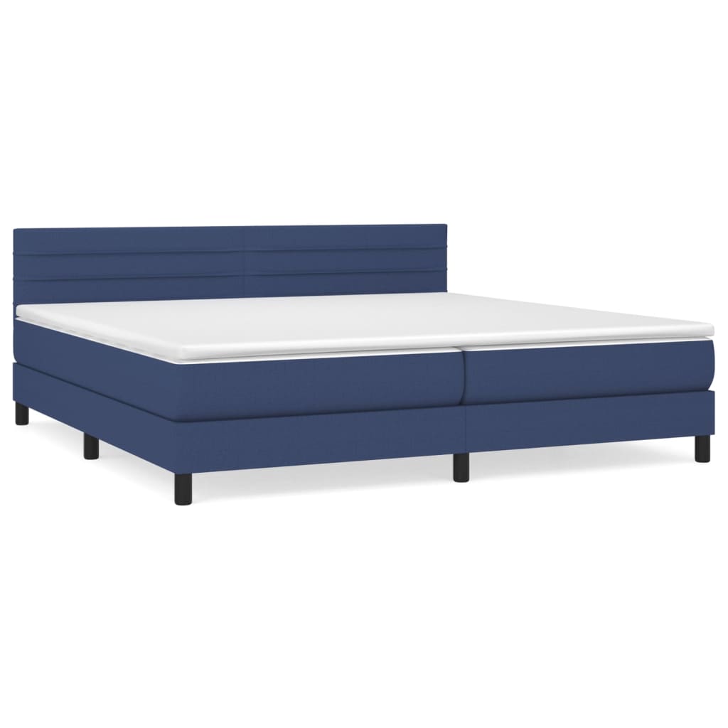 vidaXL Κρεβάτι Boxspring με Στρώμα Μπλε 200x200 εκ. Υφασμάτινο