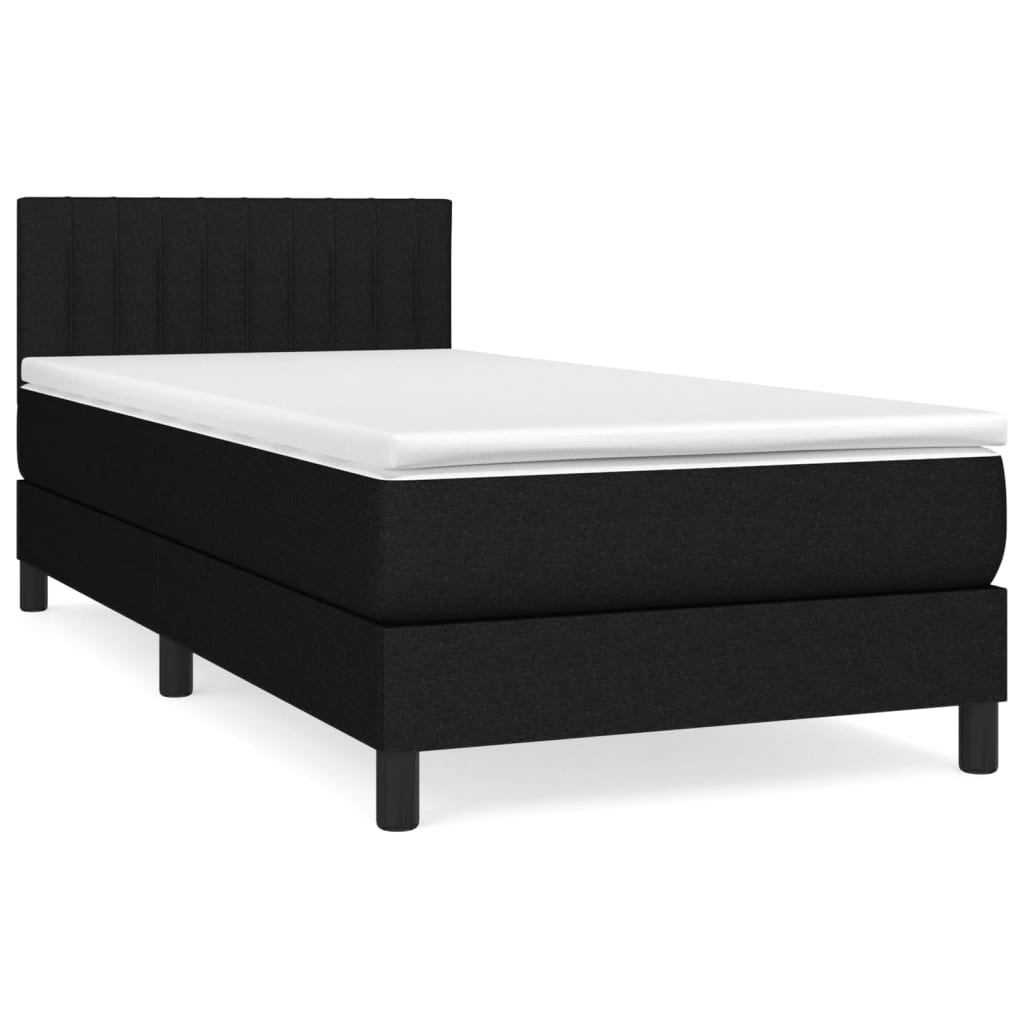 vidaXL Κρεβάτι Boxspring με Στρώμα Μαύρο 90x190 εκ.Υφασμάτινο