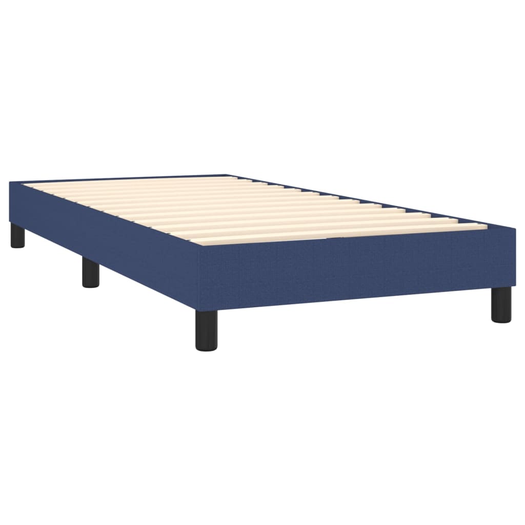 vidaXL Κρεβάτι Boxspring με Στρώμα Μπλε 90x190 εκ.Υφασμάτινο
