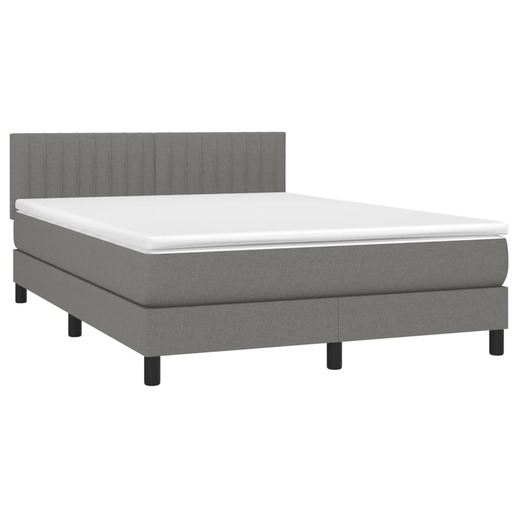 vidaXL Κρεβάτι Boxspring με Στρώμα Σκούρο Γκρι 140x190 εκ. Υφασμάτινο