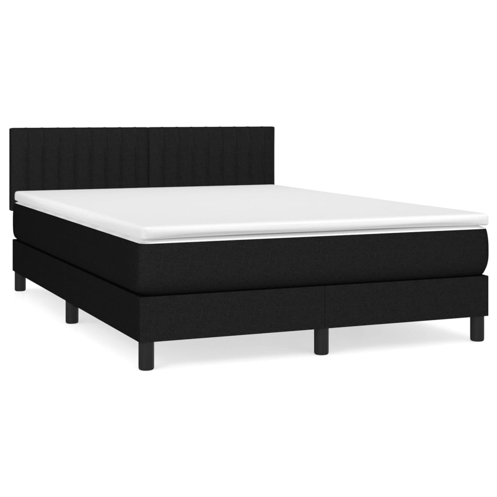 vidaXL Κρεβάτι Boxspring με Στρώμα Μαύρο 140x200 εκ. Υφασμάτινο