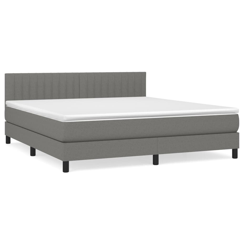 vidaXL Κρεβάτι Boxspring με Στρώμα Σκούρο Γκρι 160x200 εκ Υφασμάτινο