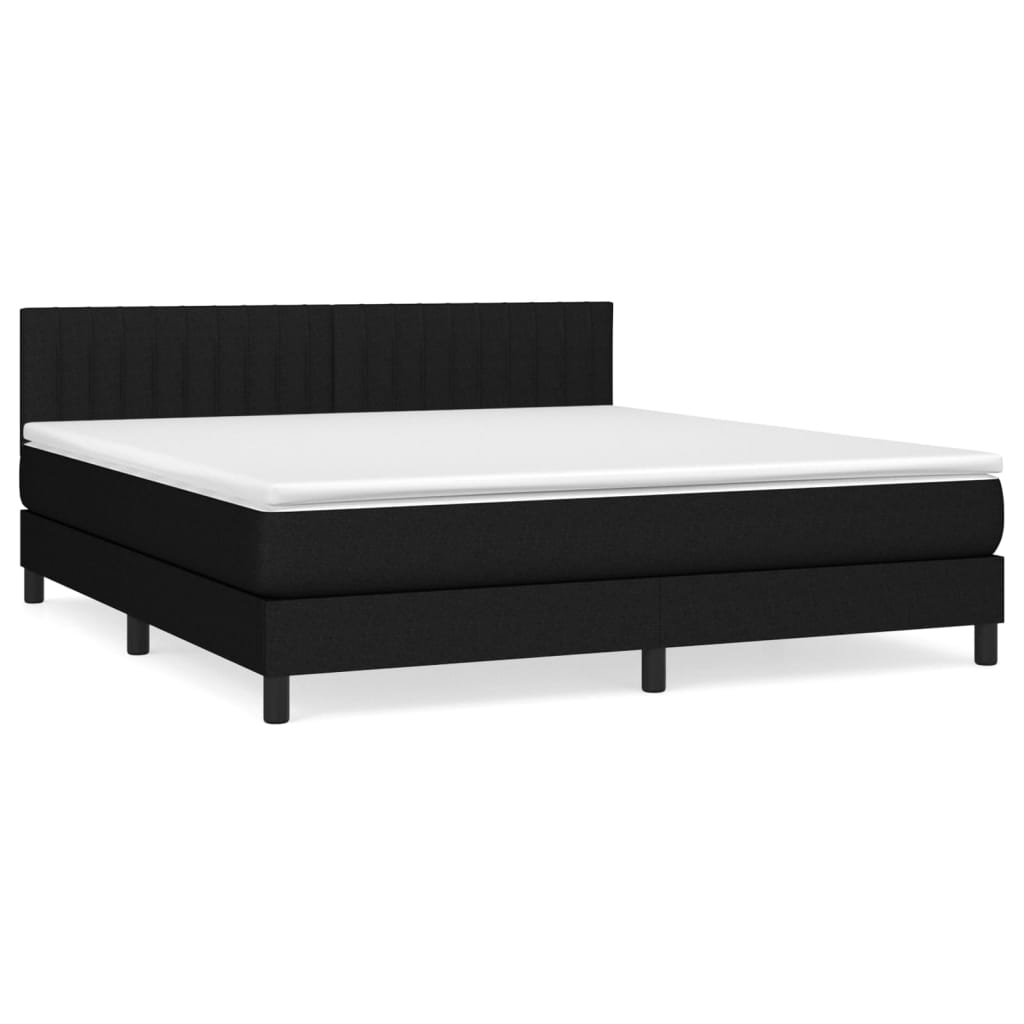 vidaXL Κρεβάτι Boxspring με Στρώμα Μαύρο 180x200 εκ. Υφασμάτινο