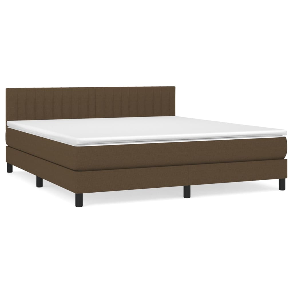 vidaXL Κρεβάτι Boxspring με Στρώμα Σκούρο Καφέ 180x200 εκ Υφασμάτινο