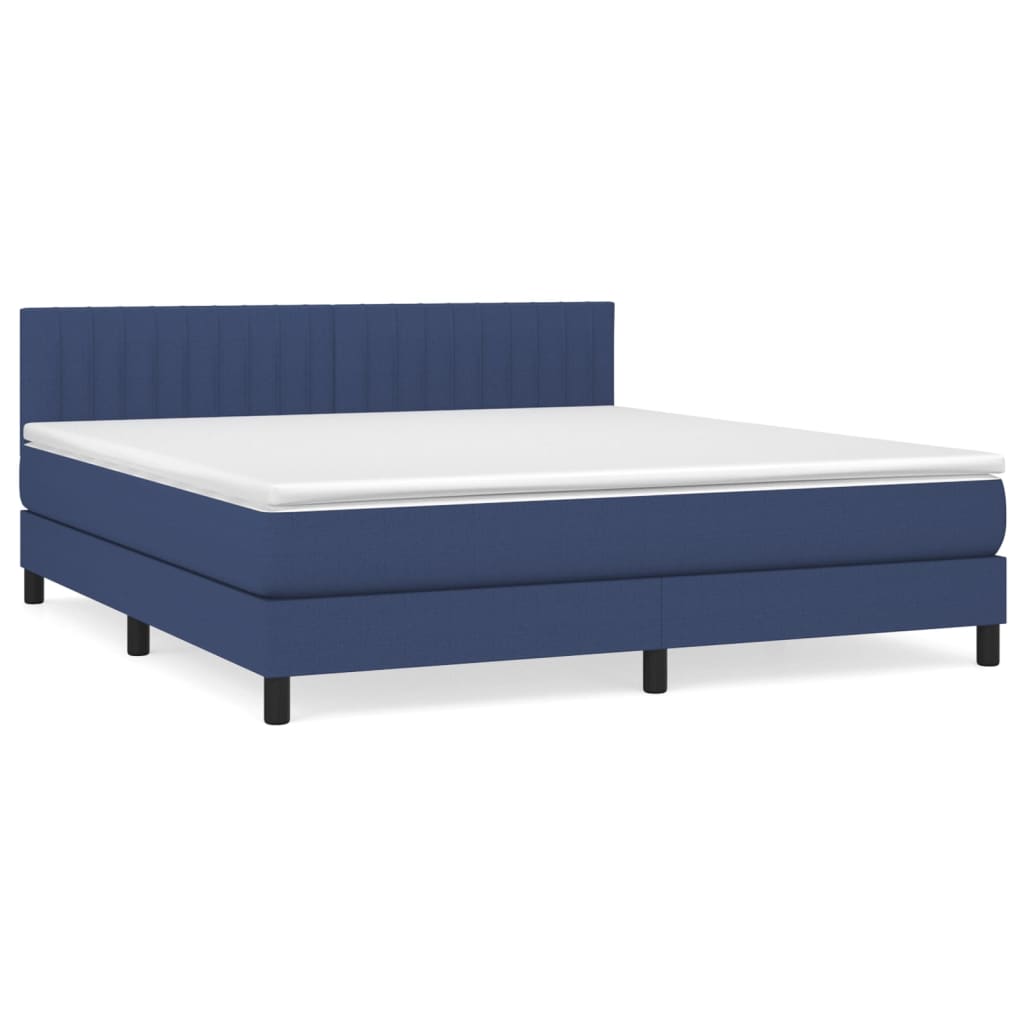 vidaXL Κρεβάτι Boxspring με Στρώμα Μπλε 180x200 εκ. Υφασμάτινο