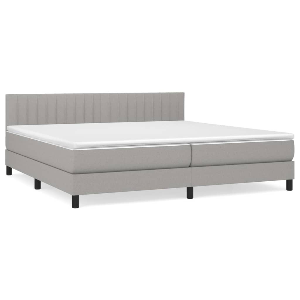 vidaXL Κρεβάτι Boxspring με Στρώμα Ανοιχτό Γκρι 200x200 εκ. Υφασμάτινο