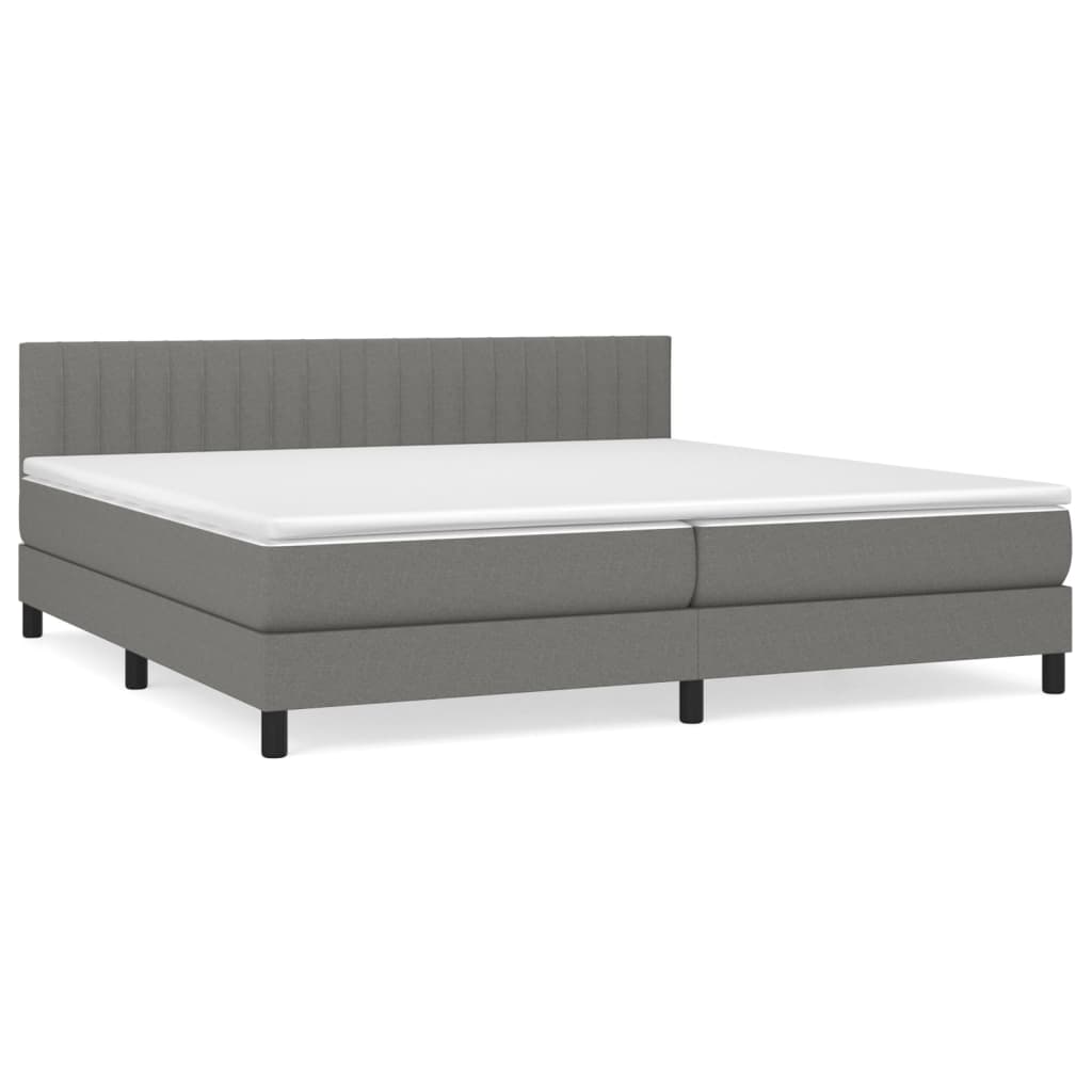 vidaXL Κρεβάτι Boxspring με Στρώμα Σκούρο Γκρι 200x200 εκ. Υφασμάτινο