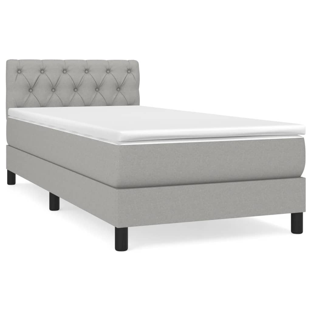 vidaXL Κρεβάτι Boxspring με Στρώμα Ανοιχτό Γκρι 80x200 εκ. Υφασμάτινο