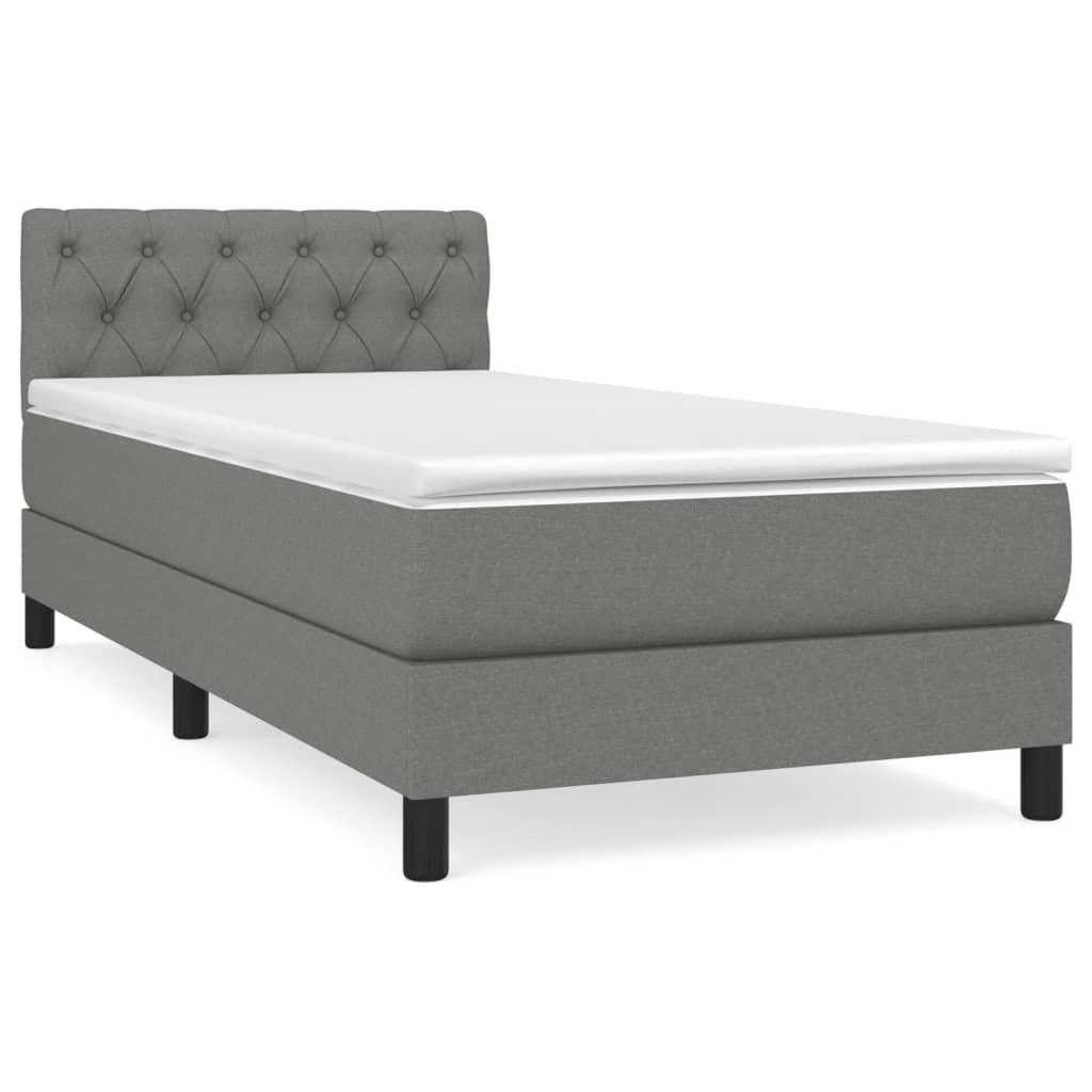 vidaXL Κρεβάτι Boxspring με Στρώμα Σκούρο Γκρι 80x200 εκ. Υφασμάτινο