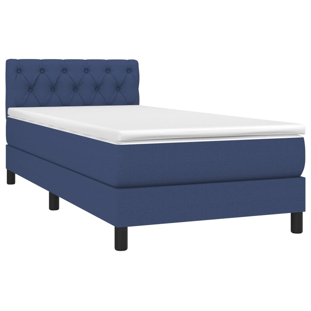 vidaXL Κρεβάτι Boxspring με Στρώμα Μπλε 80x200 εκ. Υφασμάτινο