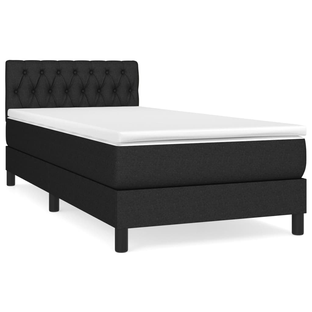 vidaXL Κρεβάτι Boxspring με Στρώμα Μαύρο 90x190 εκ.Υφασμάτινο