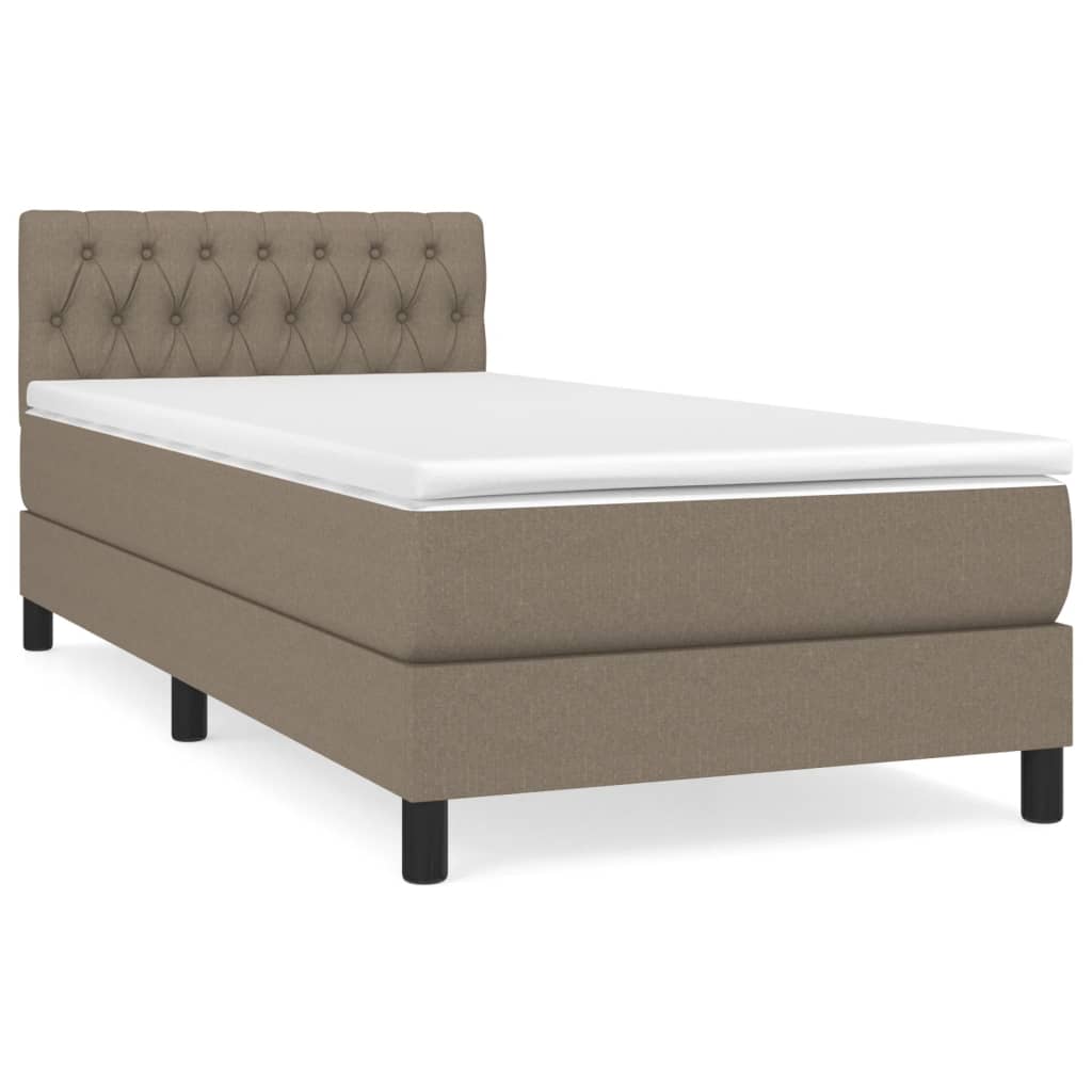 vidaXL Κρεβάτι Boxspring με Στρώμα Taupe 90x190 εκ.Υφασμάτινο