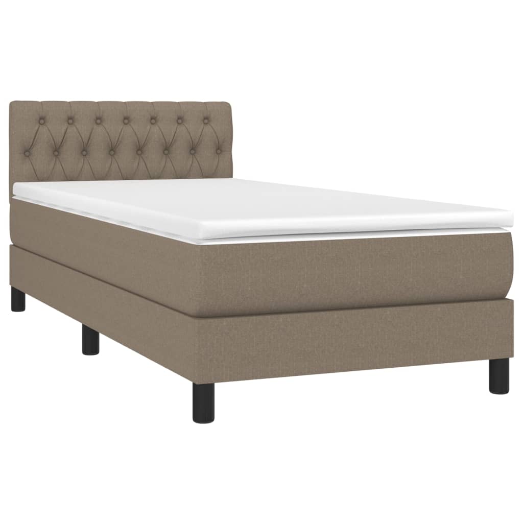 vidaXL Κρεβάτι Boxspring με Στρώμα Taupe 90x190 εκ.Υφασμάτινο