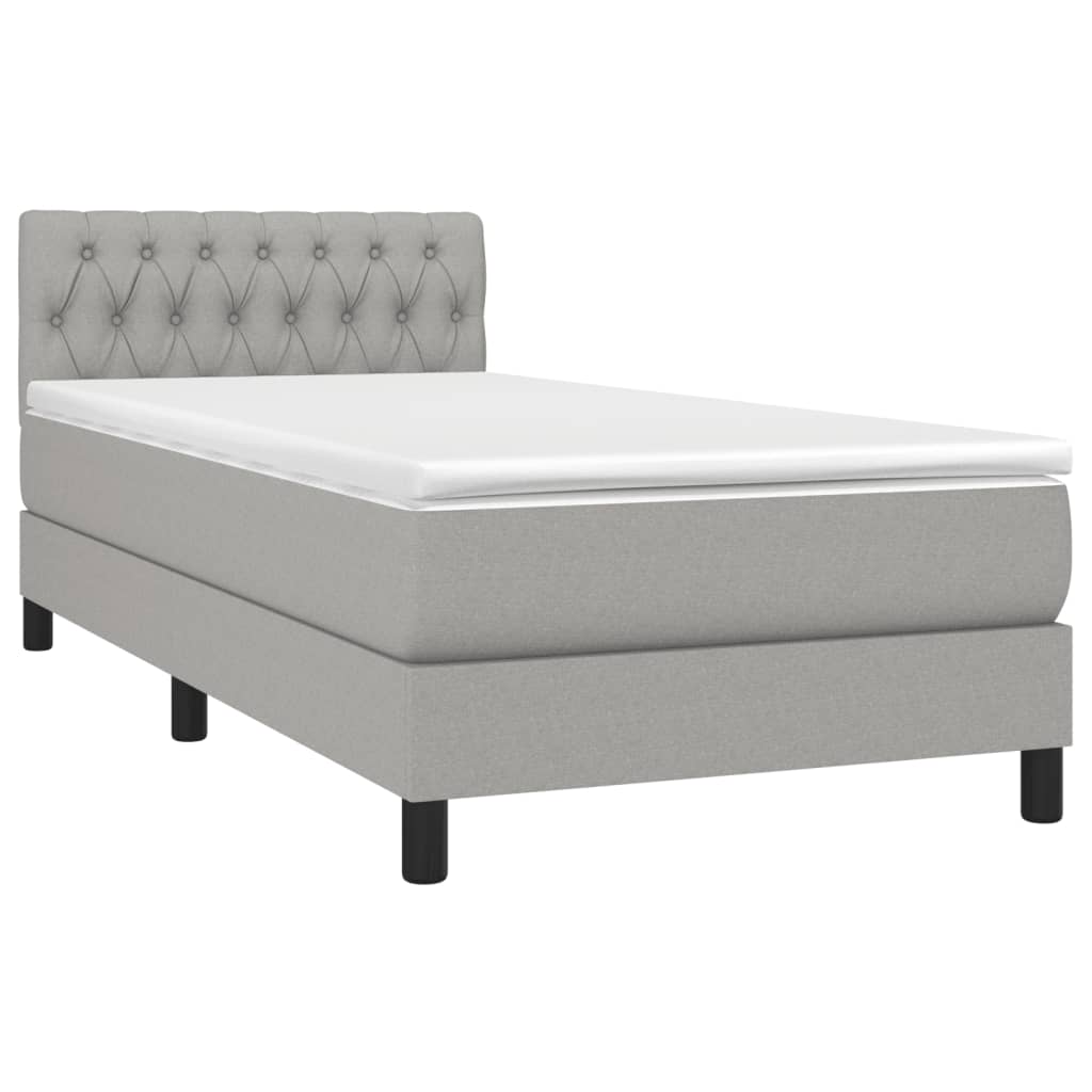 vidaXL Κρεβάτι Boxspring με Στρώμα Ανοιχτό Γκρι 100x200 εκ. Υφασμάτινο