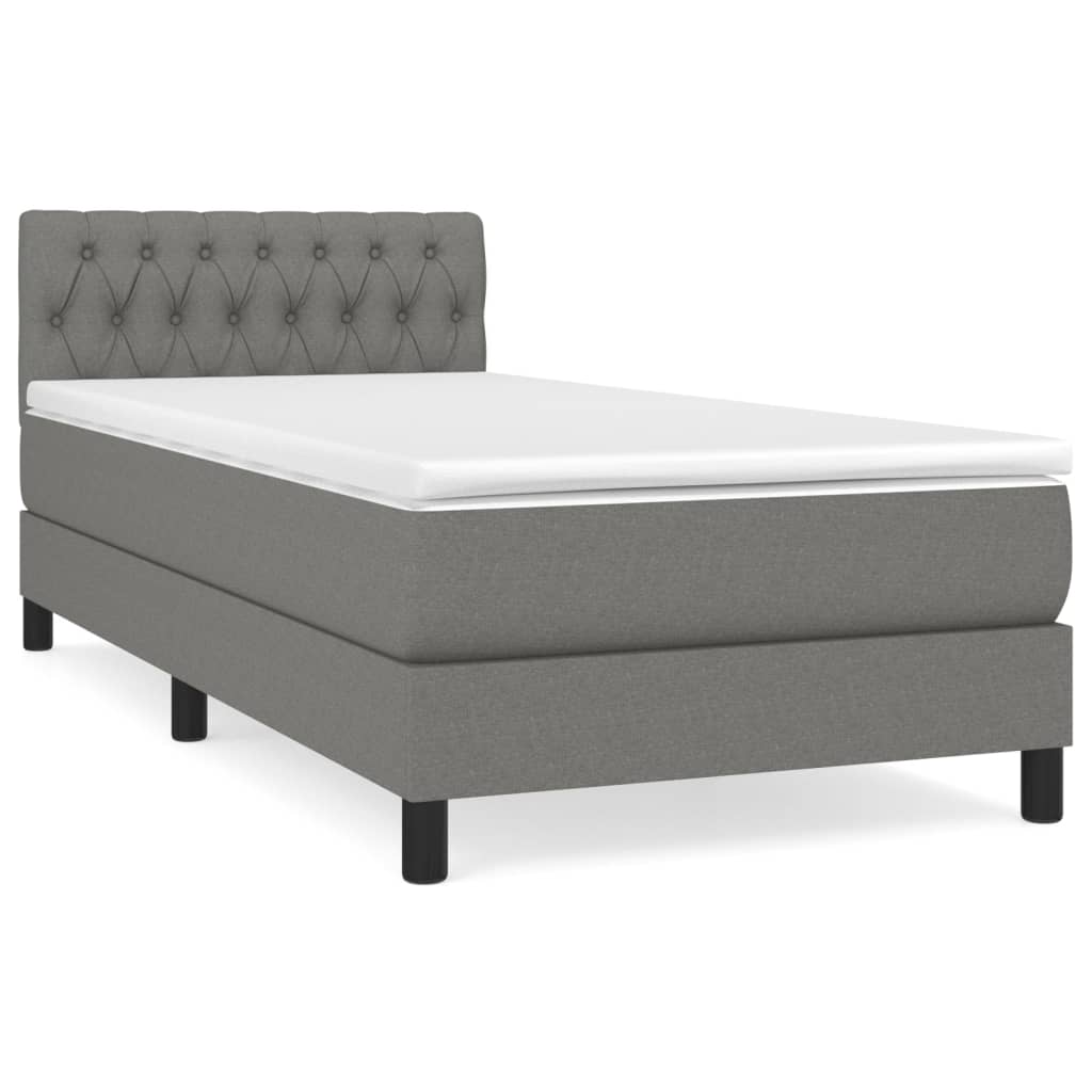 vidaXL Κρεβάτι Boxspring με Στρώμα Σκούρο Γκρι 100x200 εκ. Υφασμάτινο