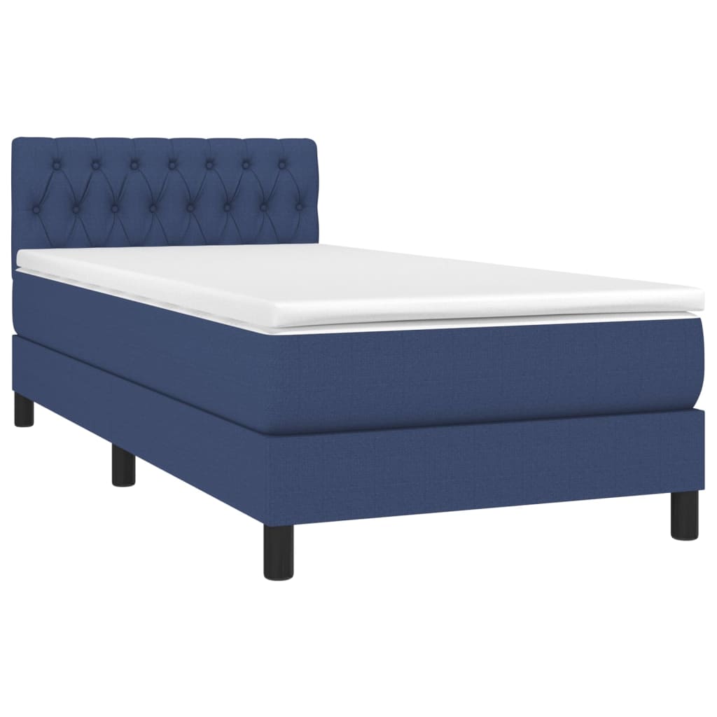 vidaXL Κρεβάτι Boxspring με Στρώμα Μπλε 100 x 200 εκ. Υφασμάτινο