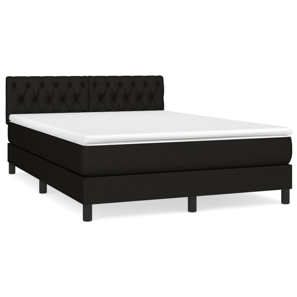 vidaXL Κρεβάτι Boxspring με Στρώμα Μαύρο 140x190 εκ. Υφασμάτινο