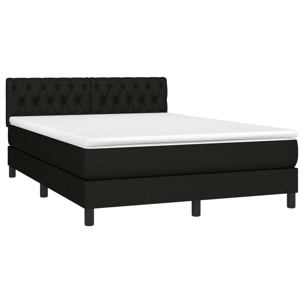 vidaXL Κρεβάτι Boxspring με Στρώμα Μαύρο 140x200 εκ. Υφασμάτινο