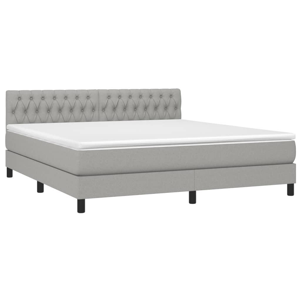 vidaXL Κρεβάτι Boxspring με Στρώμα Ανοιχτό Γκρι 180x200 εκ. Υφασμάτινο