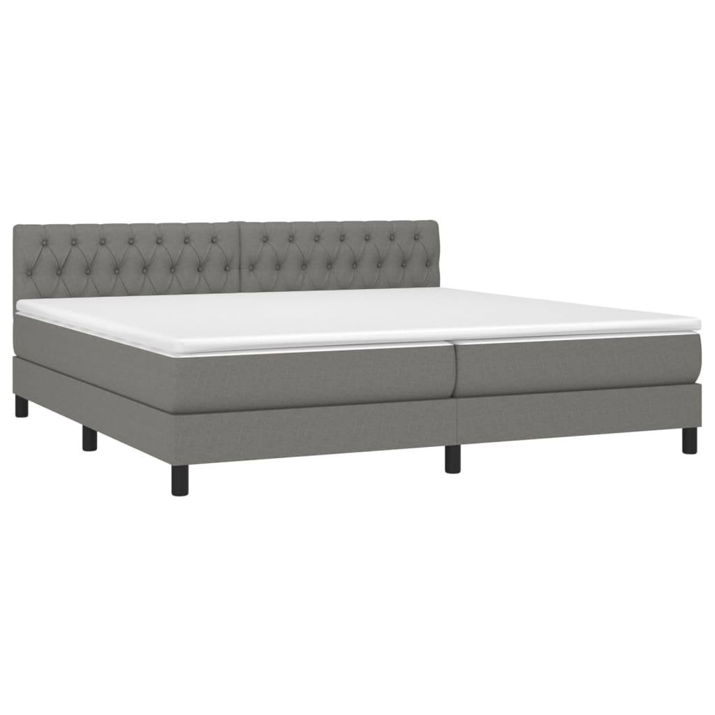 vidaXL Κρεβάτι Boxspring με Στρώμα Σκούρο Γκρι 200x200 εκ. Υφασμάτινο