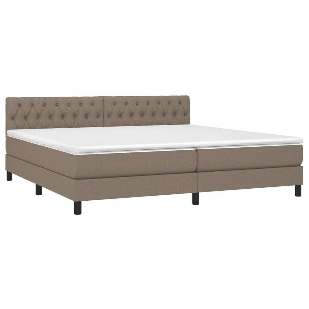 vidaXL Κρεβάτι Boxspring με Στρώμα Taupe 200x200 εκ. Υφασμάτινο