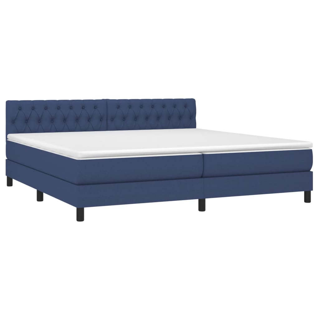 vidaXL Κρεβάτι Boxspring με Στρώμα Μπλε 200x200 εκ. Υφασμάτινο