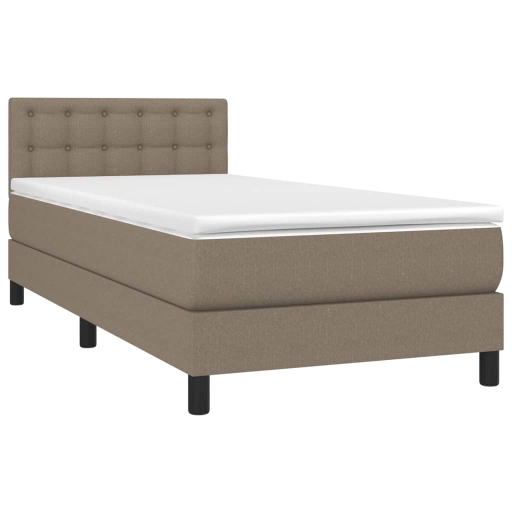 vidaXL Κρεβάτι Boxspring με Στρώμα Taupe 100 x 200 εκ. Υφασμάτινο