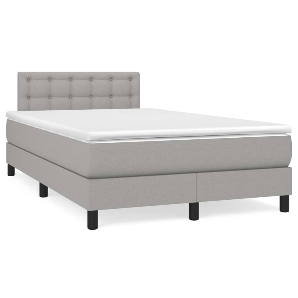 vidaXL Κρεβάτι Boxspring με Στρώμα Ανοιχτό Γκρι 120x200 εκ. Υφασμάτινο