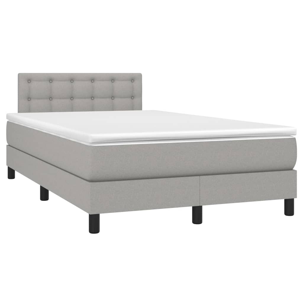 vidaXL Κρεβάτι Boxspring με Στρώμα Ανοιχτό Γκρι 120x200 εκ. Υφασμάτινο