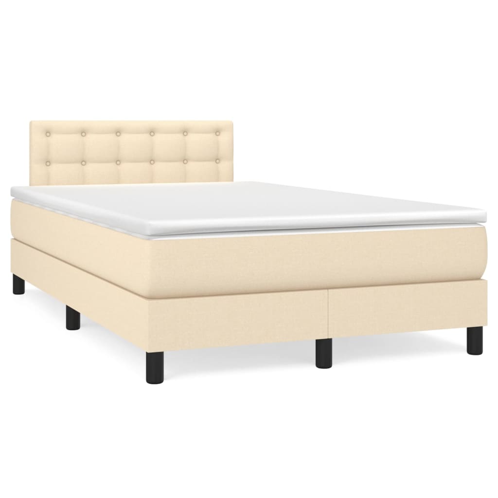 vidaXL Κρεβάτι Boxspring με Στρώμα Κρεμ 120x200 εκ. Υφασμάτινο