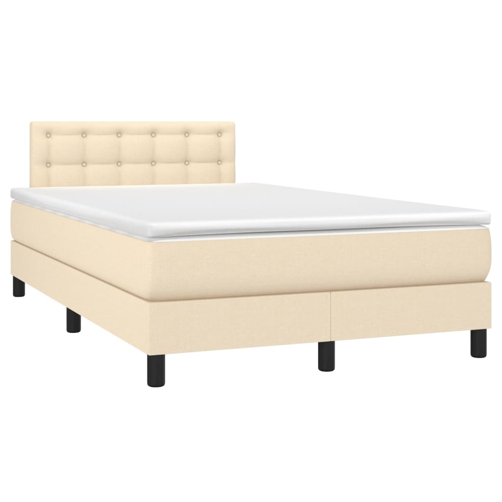 vidaXL Κρεβάτι Boxspring με Στρώμα Κρεμ 120x200 εκ. Υφασμάτινο