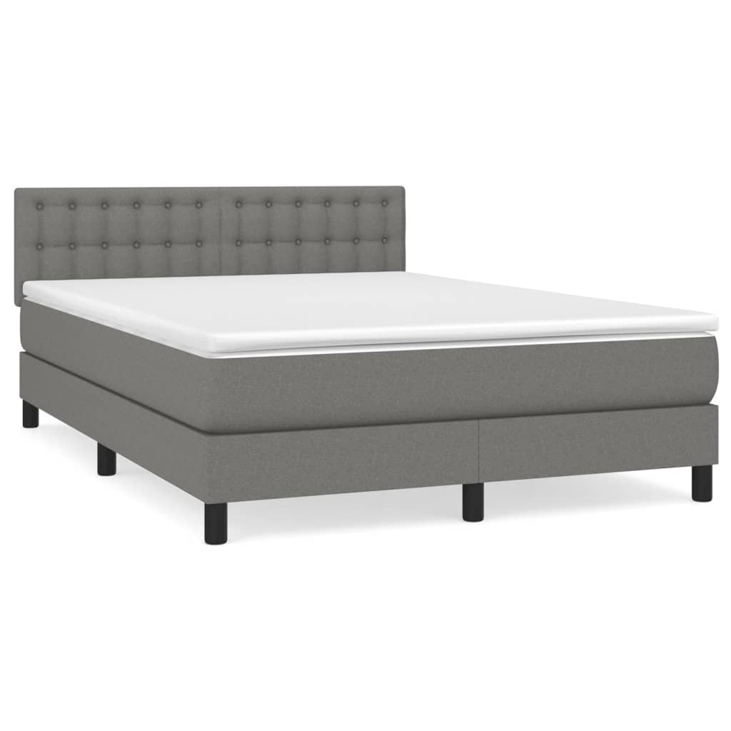 vidaXL Κρεβάτι Boxspring με Στρώμα Σκούρο Γκρι 140x190 εκ. Υφασμάτινο